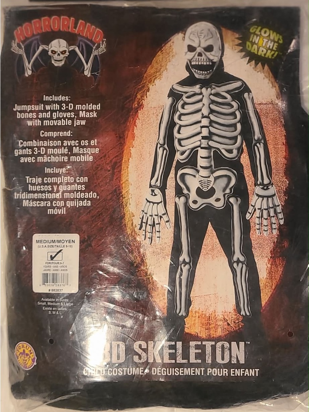 Rubies Horrorland Kids 3D Black Skeleton Costume glow in the dark - Picture 5 of 5